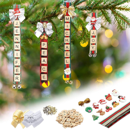 Personalized Letter Tile Christmas Ornaments – DIY Holiday Craft Kit for Tree & Gift Decorations