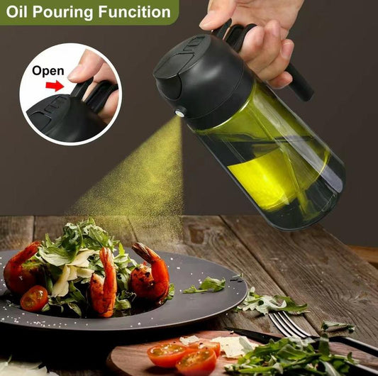 Olive Oil Dispenser Bottle with Sprayer – 16oz Dark Green Glass, Refillable Oil Mister for Cooking, Grilling, Air Fryer & More