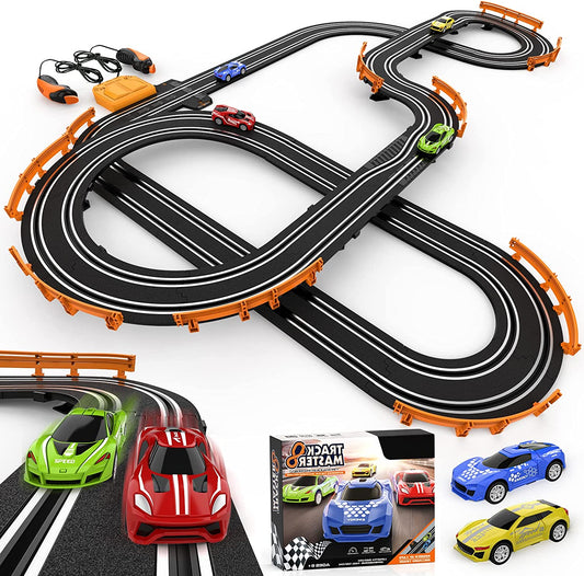 Slot Car Race Track Set – 18.4 ft Electric Racing Track with 4 Cars, Controllers & Lap Counter for Kids Ages 6–12