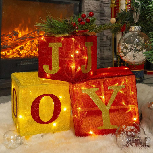 Set of 3 Lighted Christmas Gift Boxes – 60 Warm LED Pre-Lit Holiday Decorations for Indoor & Outdoor Display