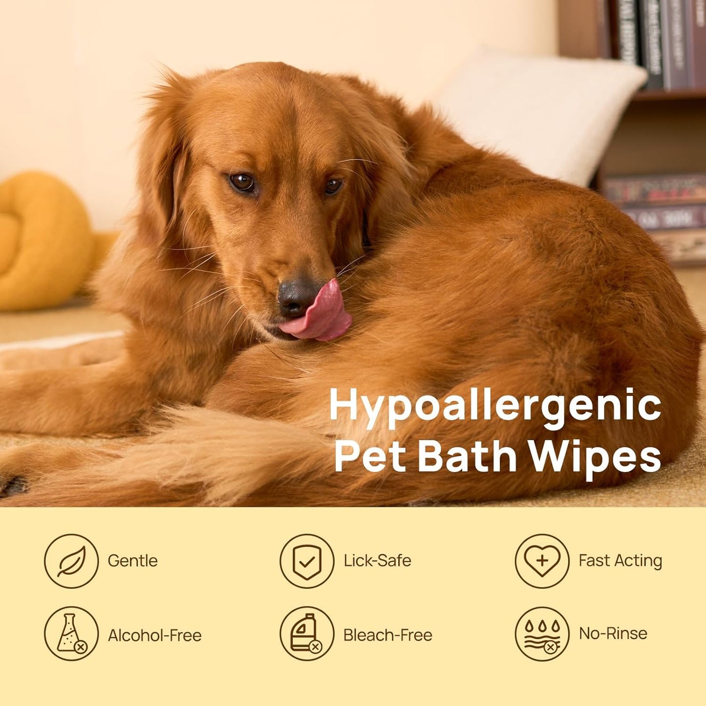 Cleaning Deodorizing Glove Wipes for Dogs & Cats, Vet Recommended Hypoallergenic Hydrating & Nourish Fur Pet Grooming Glove Wipes, Pet Bathing Wipes for Horse Coat Care,6Pcs Coconut Scent