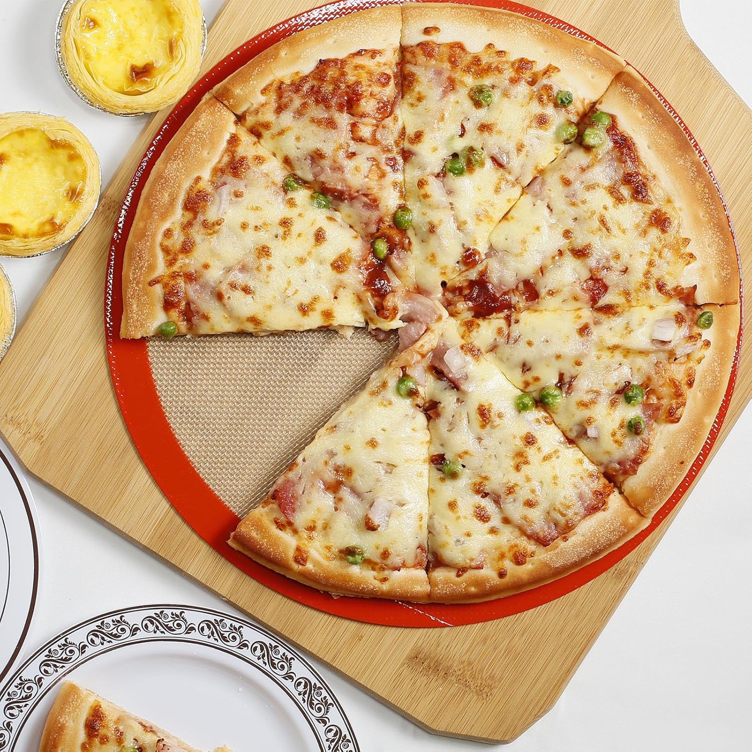 Round Silicone Baking Mat – 12 Inch Non-Stick Reusable Liner for Pizza, Dough, Cake & Air Fryer (2 Pack)