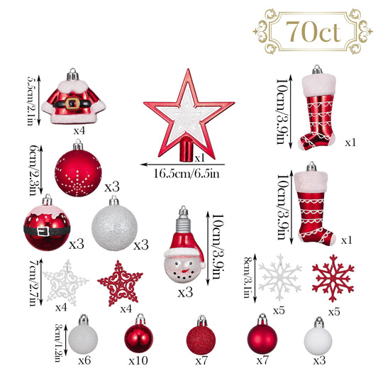 Valery Madelyn Red & White Christmas Ornament Collection – Shatterproof Holiday Balls in Multiple Styles & Finishes