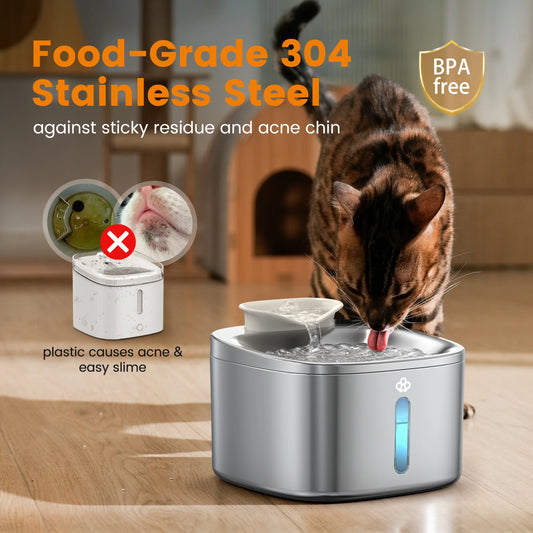 Stainless Steel Cat Water Fountain – 3.5L Quiet Automatic Pet Dispenser with Filters