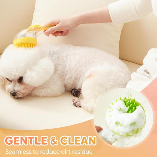 Pet Grooming Bath Brush – Shampoo Dispenser Scrubber for Dogs & Cats, Perfect for Long or Short Hair