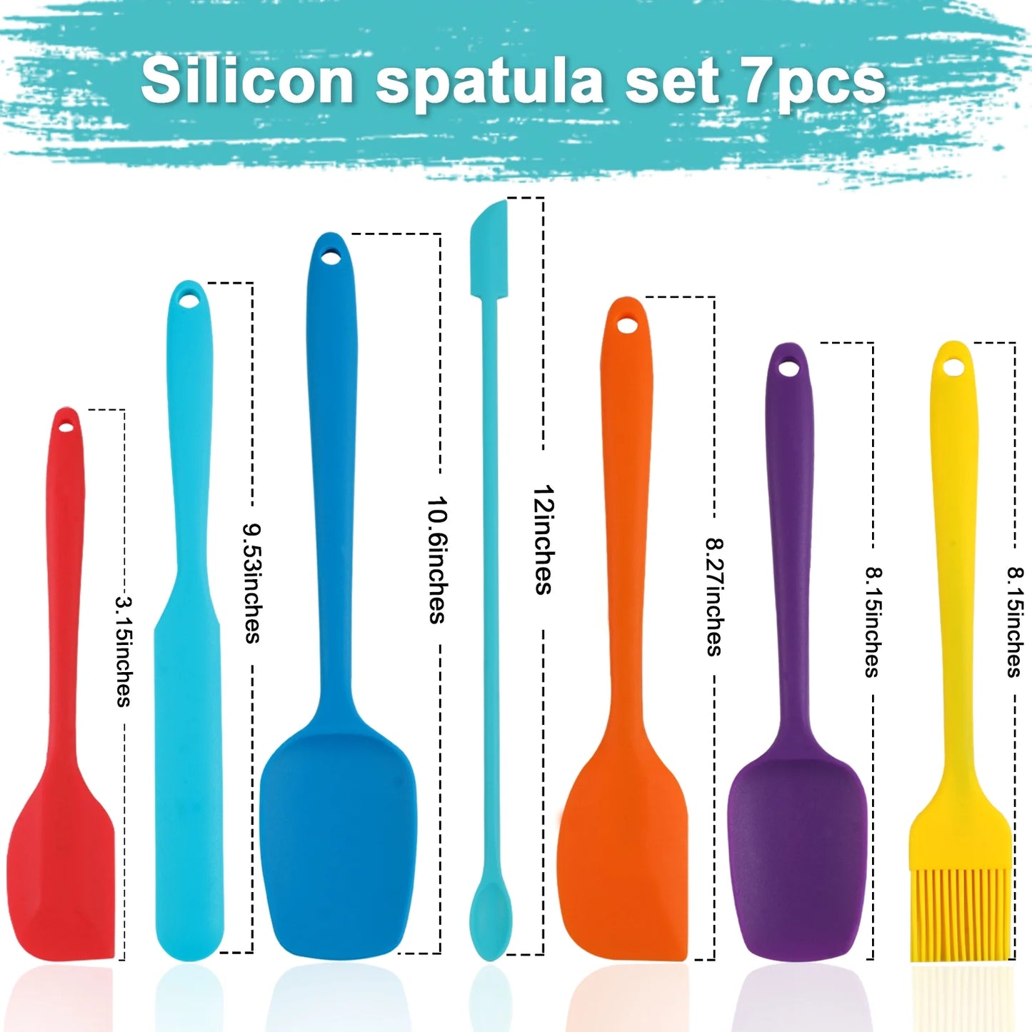 7-Piece Silicone Spatula Set – Heat-Resistant, BPA-Free, Non-Stick Kitchen Utensils for Baking & Cooking