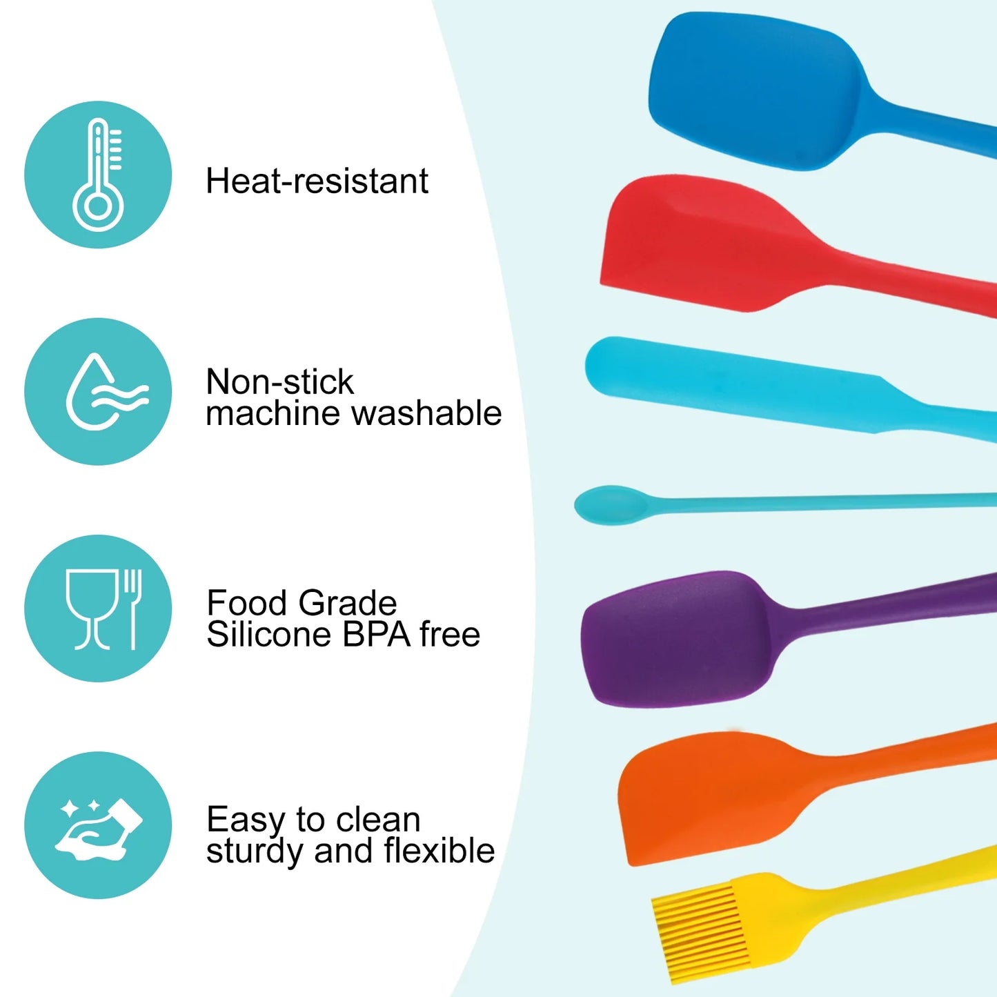 7-Piece Silicone Spatula Set – Heat-Resistant, BPA-Free, Non-Stick Kitchen Utensils for Baking & Cooking