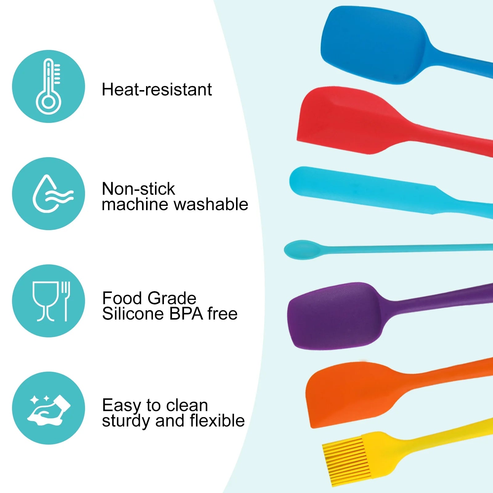 7-Piece Silicone Spatula Set – Heat-Resistant, BPA-Free, Non-Stick Kitchen Utensils for Baking & Cooking
