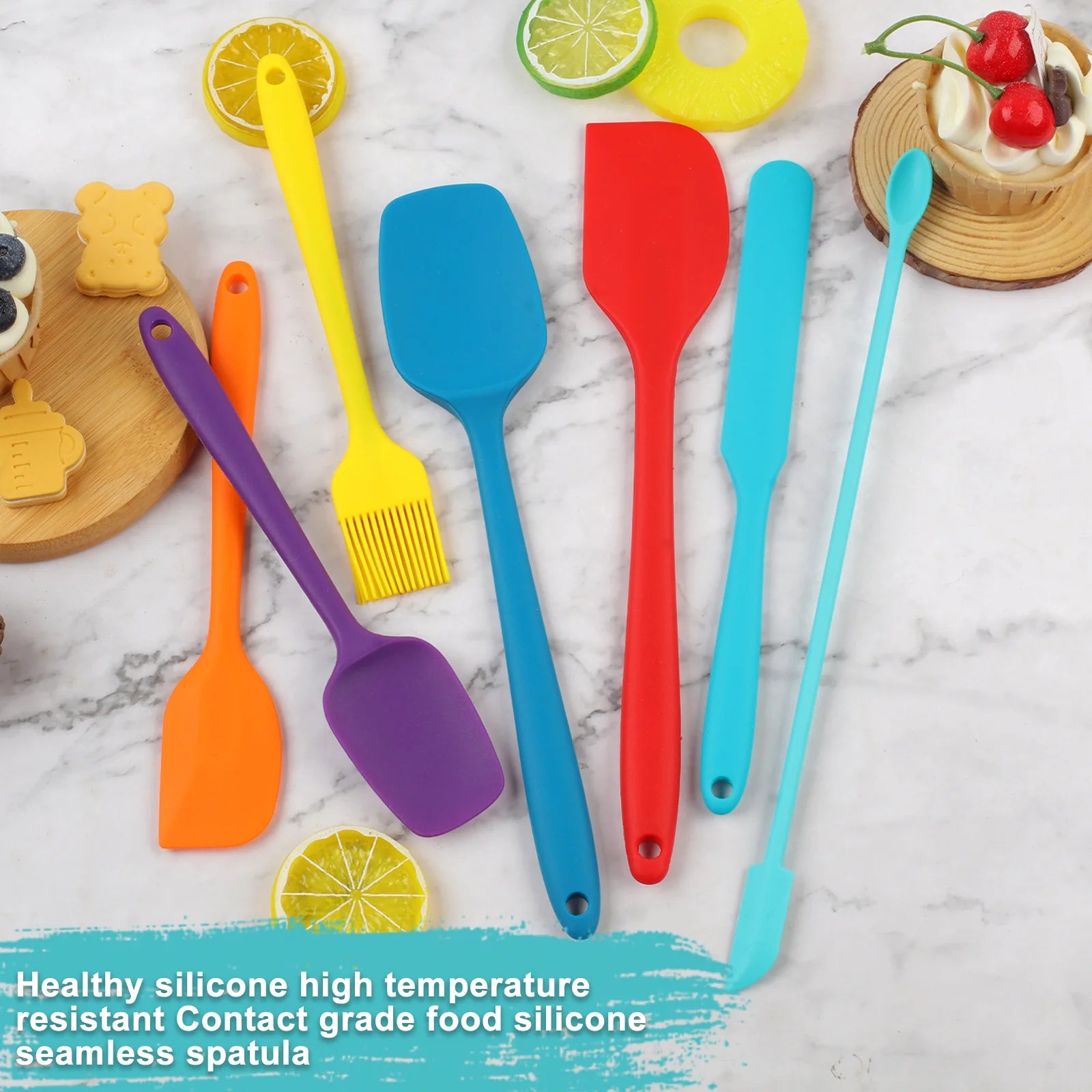 7-Piece Silicone Spatula Set – Heat-Resistant, BPA-Free, Non-Stick Kitchen Utensils for Baking & Cooking
