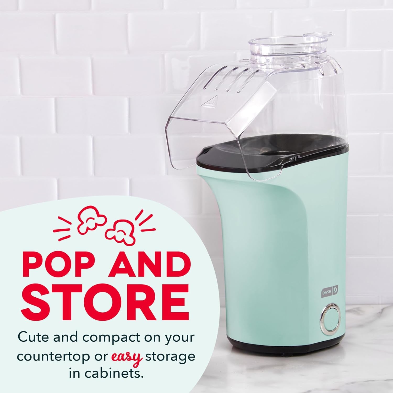 Fresh Pop Hot Air Popcorn Maker | Oil-Free Electric Popper - 16 Cups, Aqua