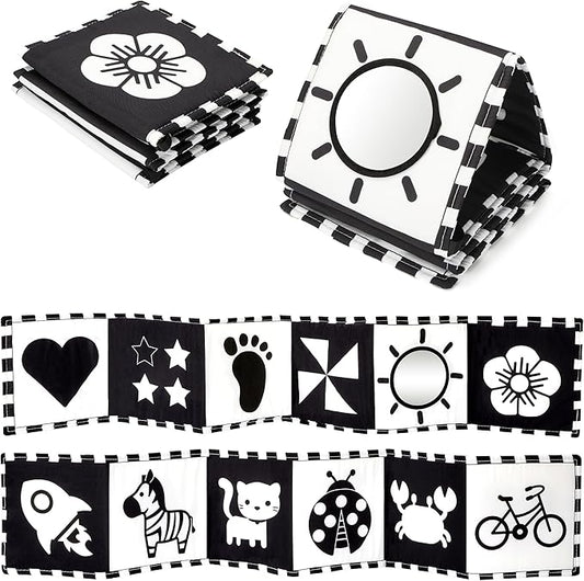 Black and White Tummy Time High Contrast Newborn Toys 0-3 Months, Soft Baby Book, Visual Stimulation Montessori Sensory Infant Toys 0-6-12 Months, Shower Gift for Boys Girls
