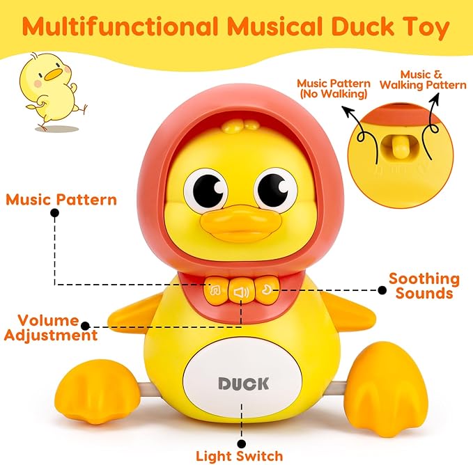 Musical Duck Family Baby Toy – Light-Up Crawling & Sensory Activity Set